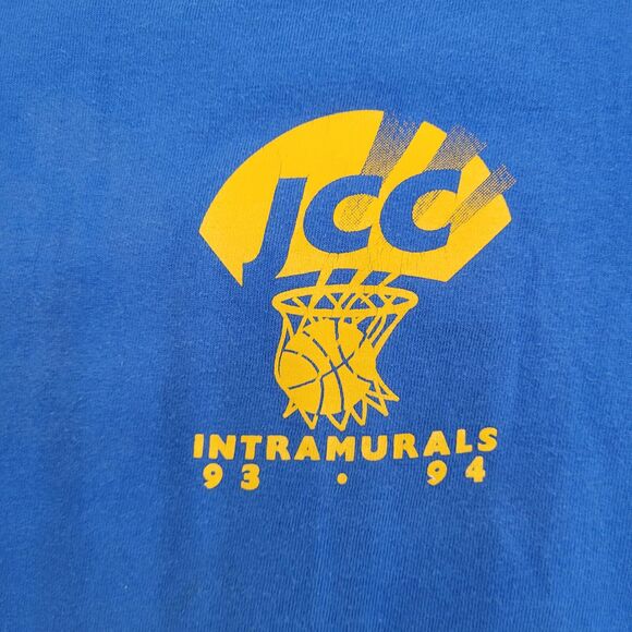 Vintage 90s Fruit-of-The-Loom Shirt XL 23x27 Blue Slogan - Picture 9 of 16